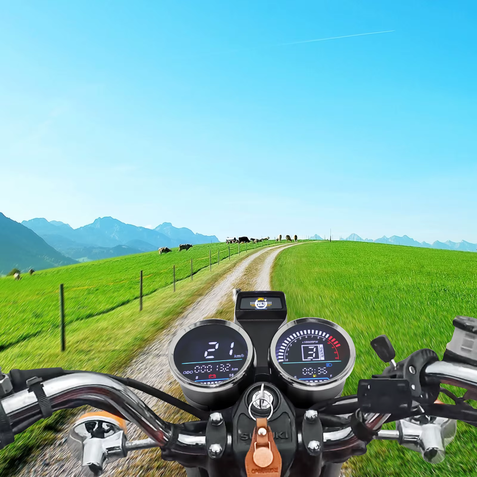 Detalle del cuadro digital para motocicleta