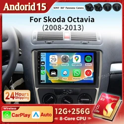 Radio 2 DIN Android 15 WiFi 4G para Skoda Octavia 2 A5 2008-2013