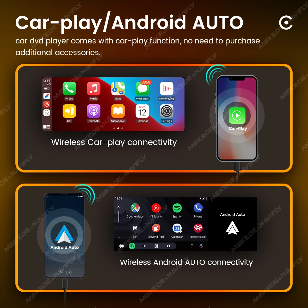 MEKEDE Radio de coche 1 DIN Android 13 con CarPlay inalámbrico - imagen 2