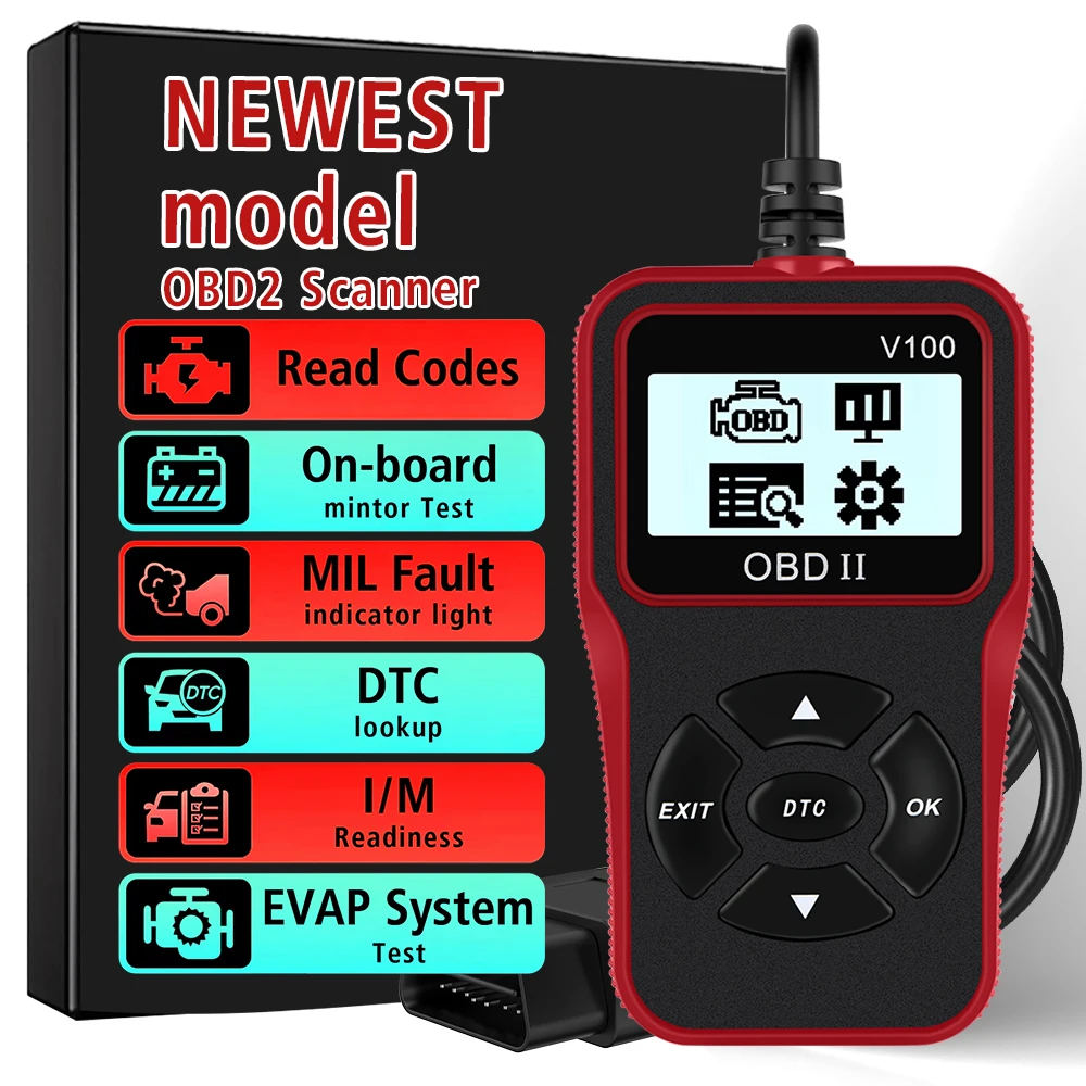 Lector de códigos OBD2 V100 universal con pantalla digital