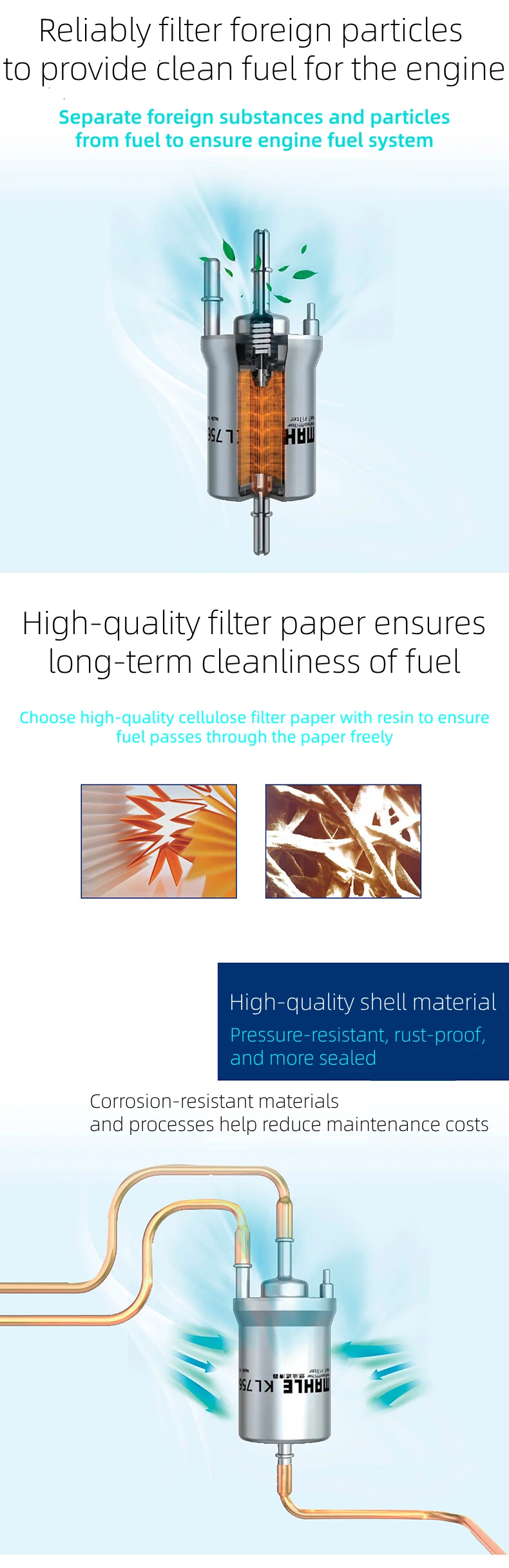 Filtro de combustible MAHLE KL1122 detalle técnico