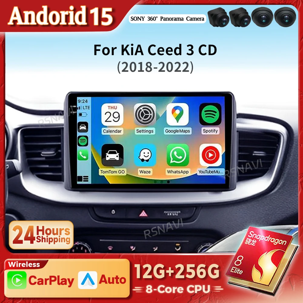 Radio Android 15 2K con CarPlay para Kia Ceed III 2018-2022
