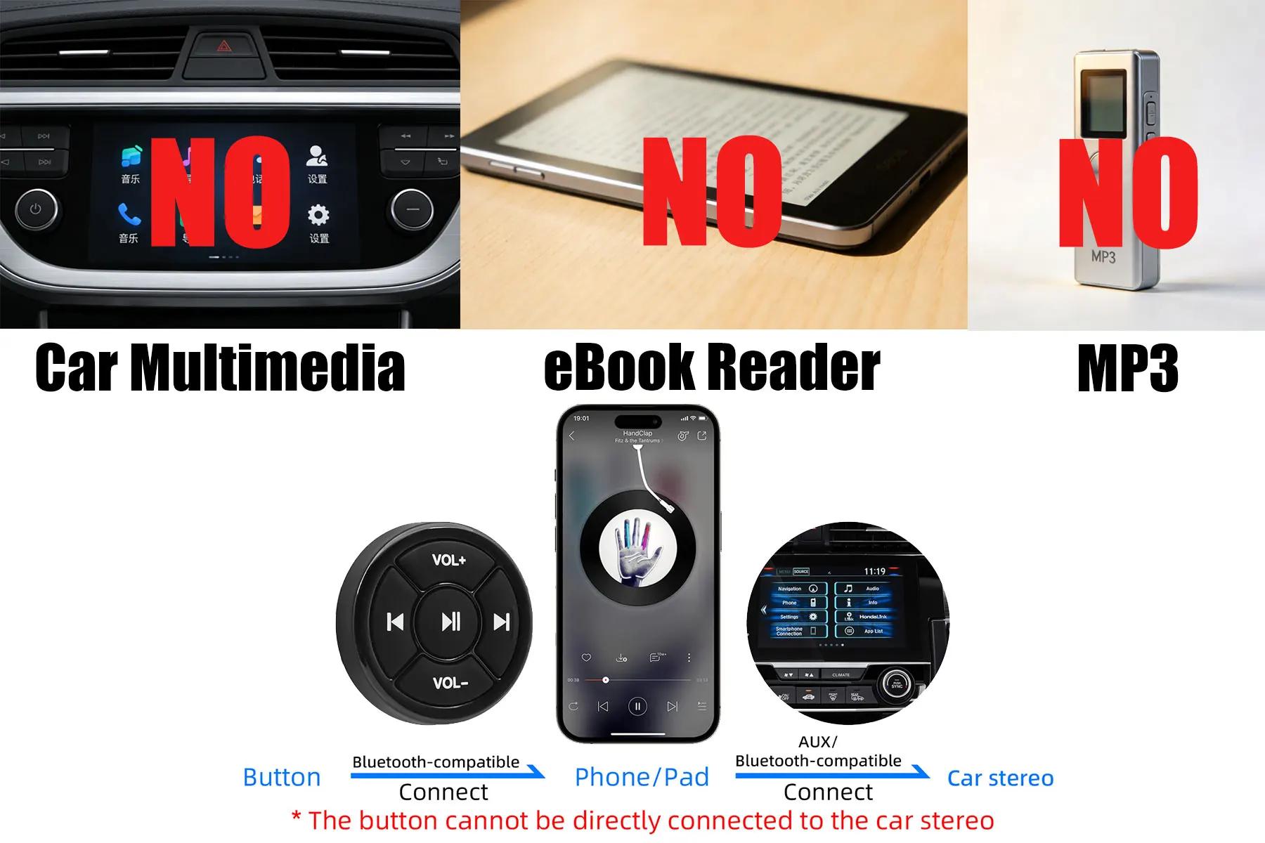 volante Bluetooth con control remoto para coche Android e iOS - imagen 2