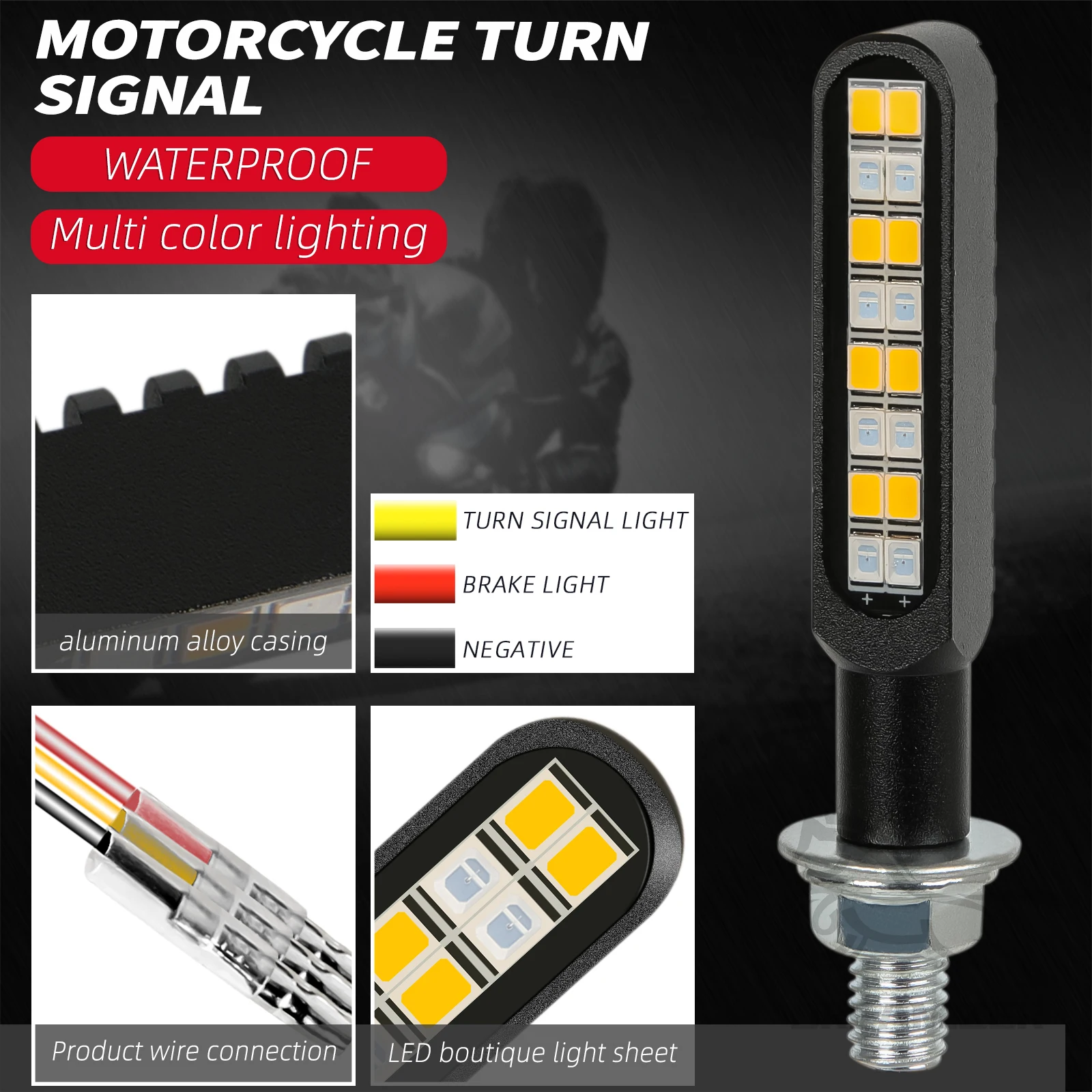 Intermitentes LED Moto 12V – Direccionales Amarillas Universales Universal Kit - imagen 4
