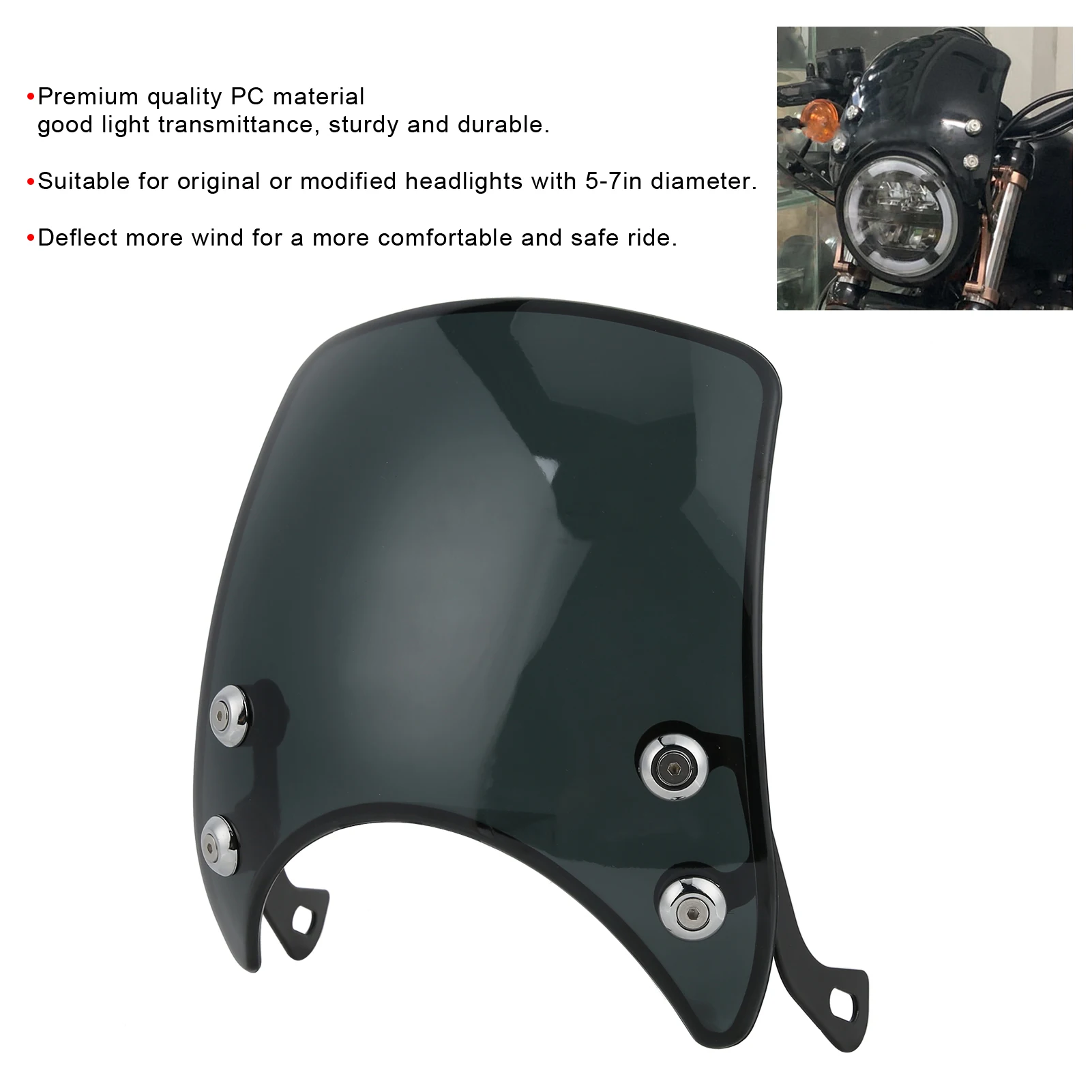 Deflector de viento universal para faro de moto retro 5-7 pulgadas - imagen 4