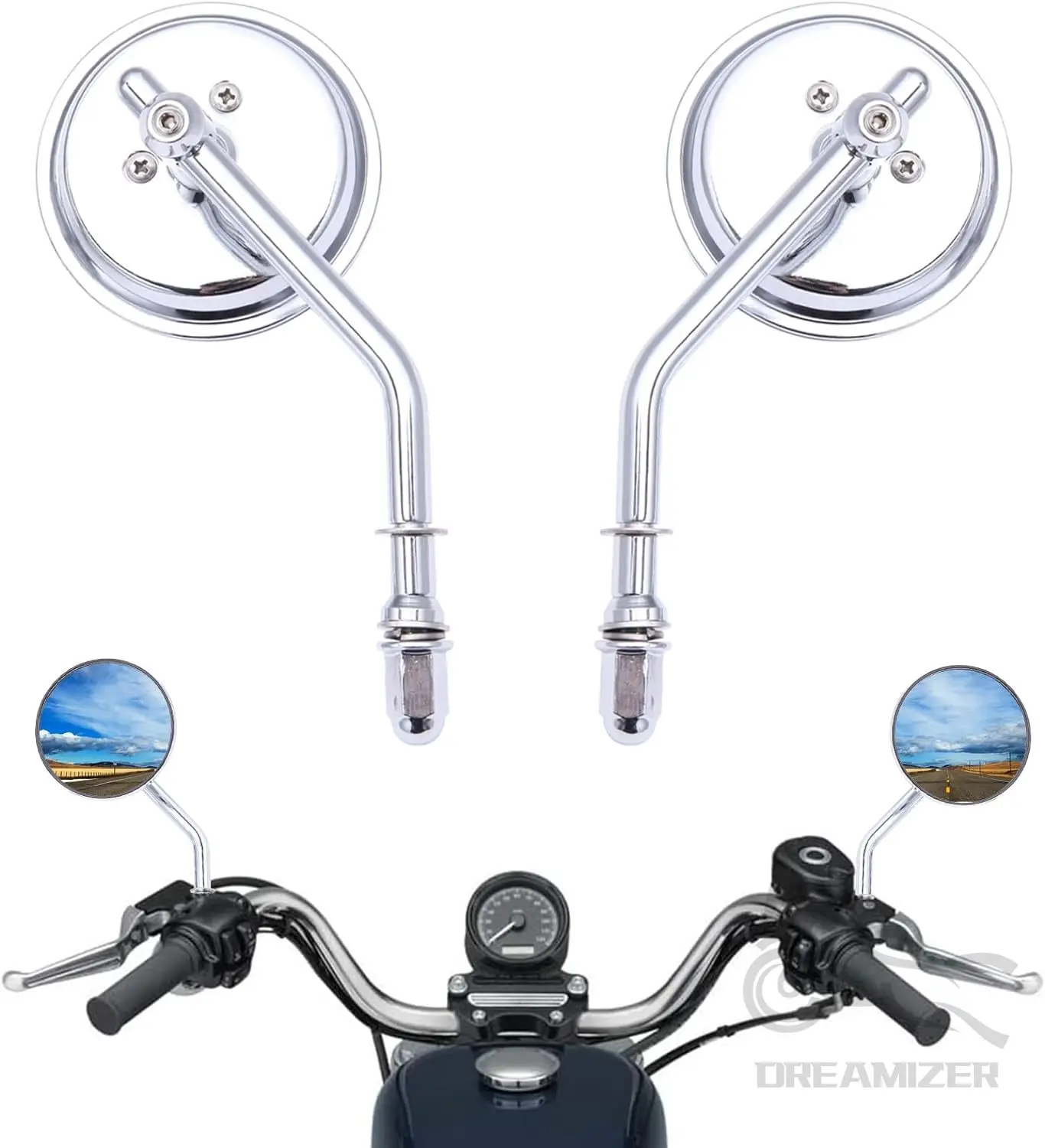 Espejos retrovisores para Harley-Davidson Sportster, Dyna y Softail