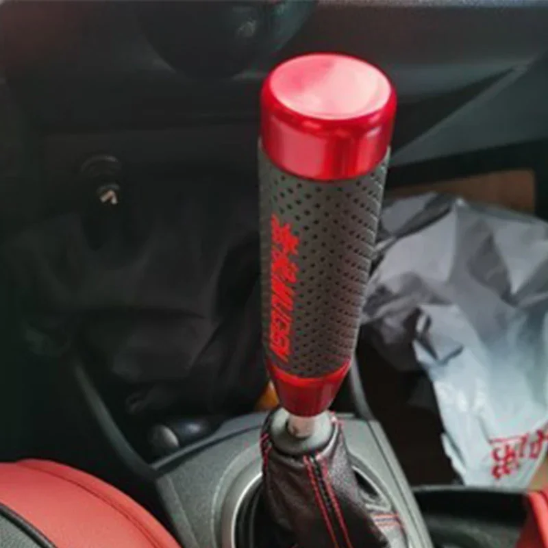 Mugen pomo de cambios aluminio y cuero negro/rojo – universal - imagen 3