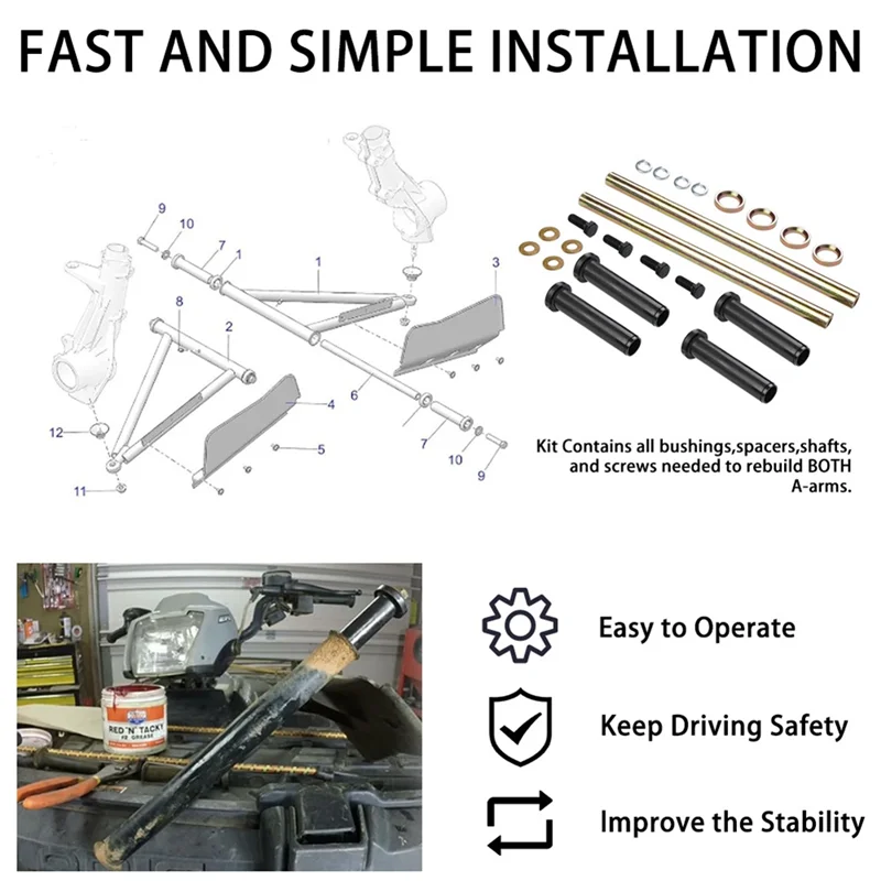 Kit eje buje A-ARM inferior para Polaris Sportsman 400-800 Trail Blazer - imagen 4