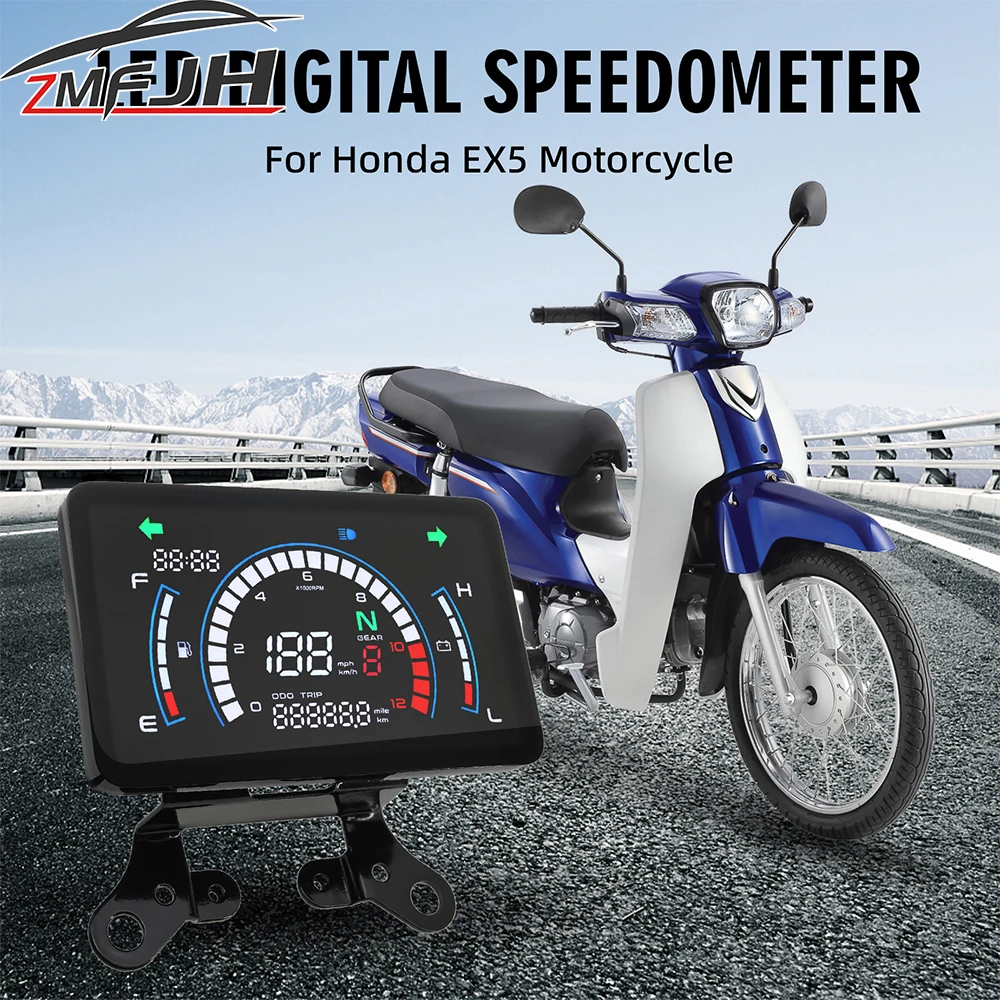 Velocímetro digital Honda EX5 LCD impermeable con odómetro y tacómetro