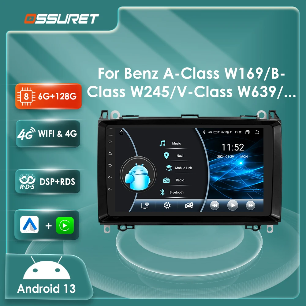 Autorradio Android 13 para Mercedes Vito Viano W639 W906 con CarPlay