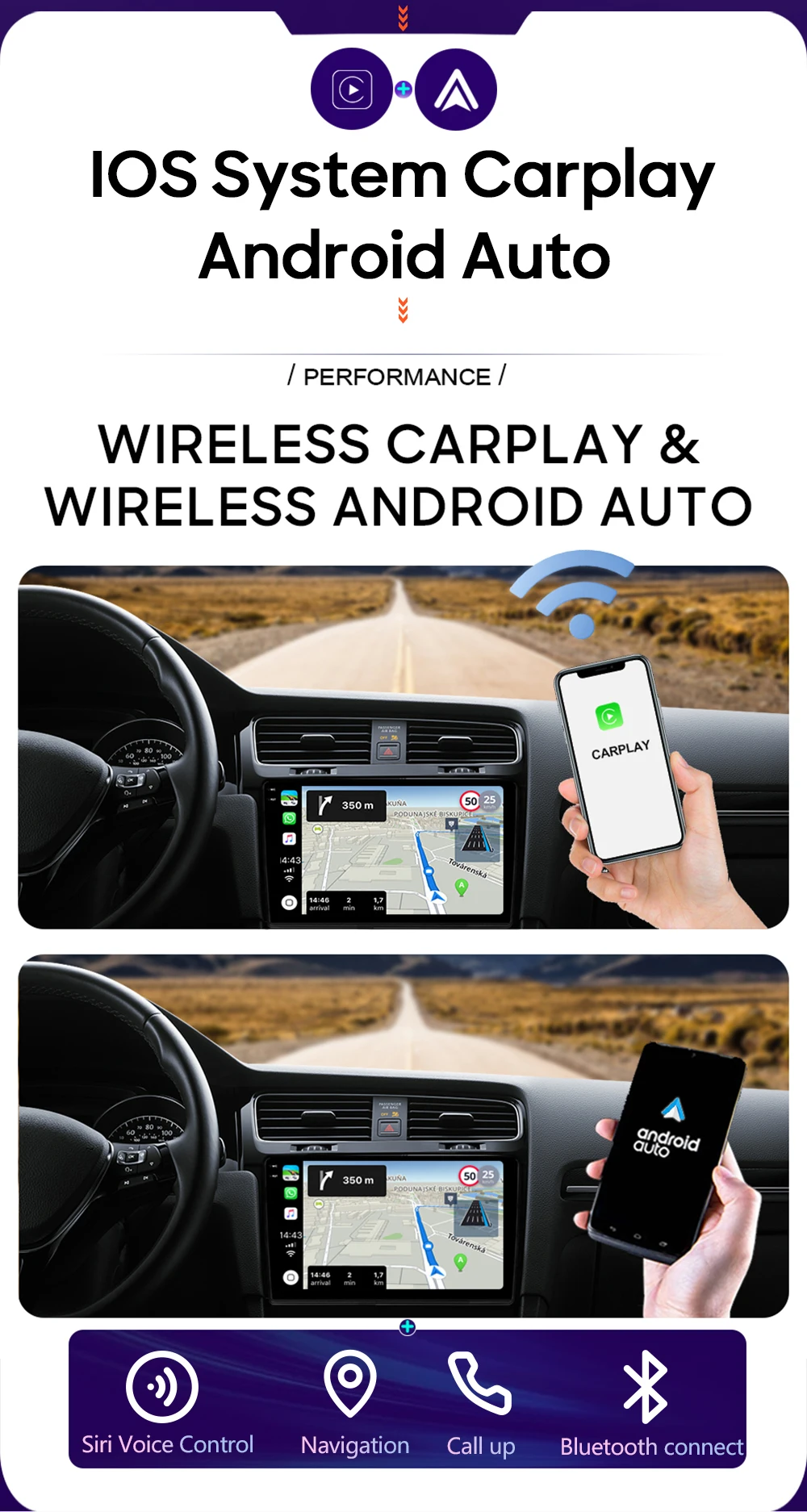 Conexión inalámbrica CarPlay y Android Auto