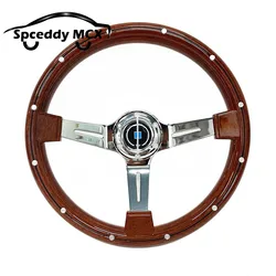 Volante madera 350mm ABS racing con costuras