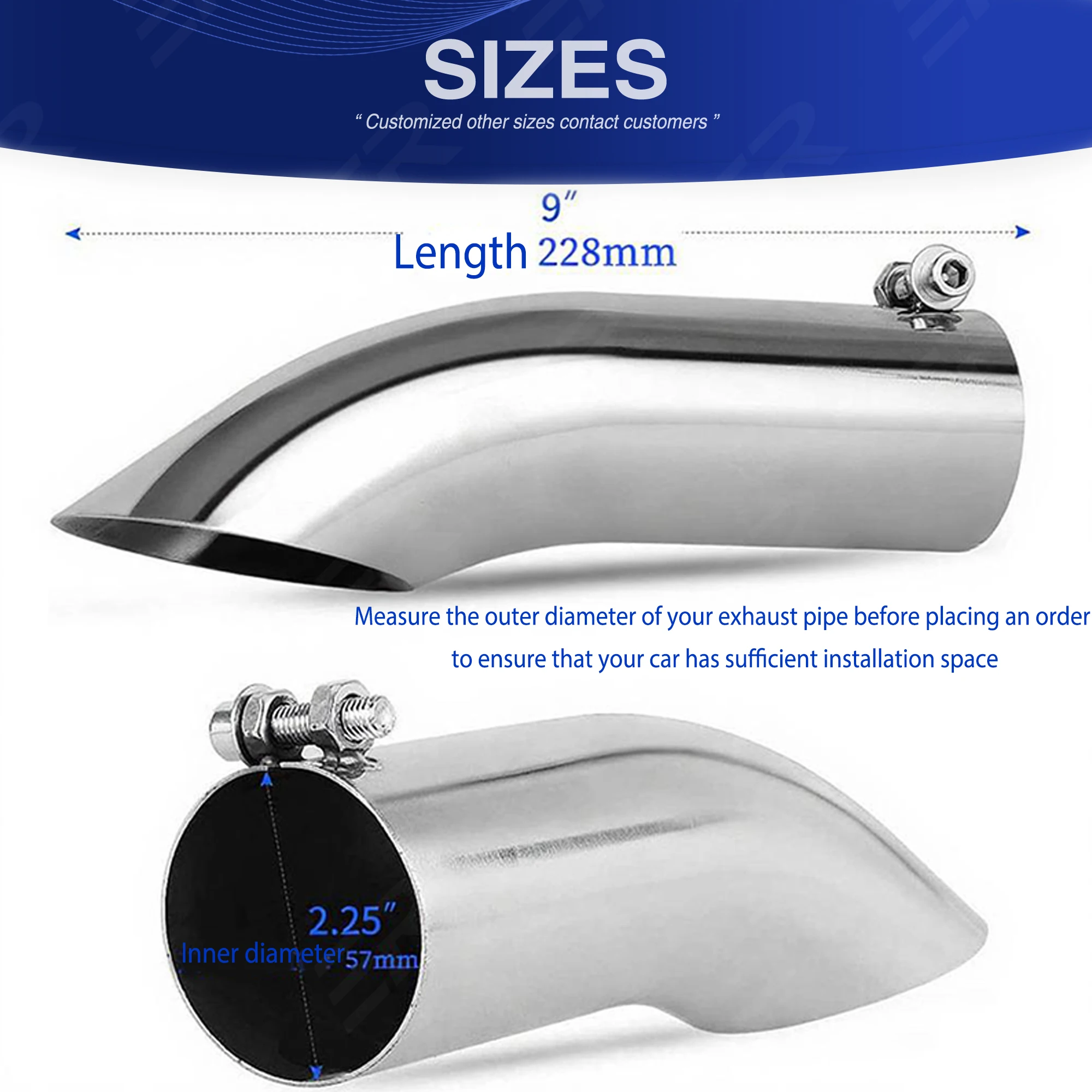 Codo para tubo de escape universal inox 304 57-60 mm - imagen 2