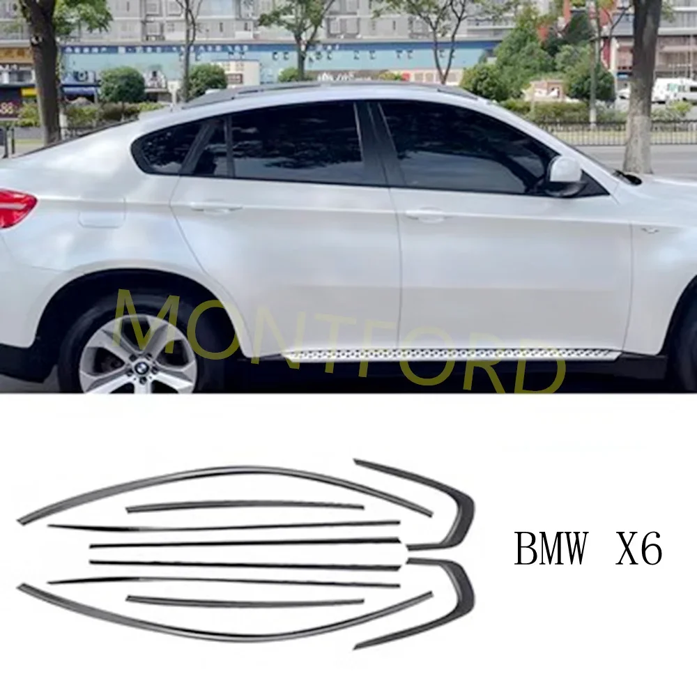Cubierta embellecedora de moldura de alféizar de ventana de marco completo de puerta de coche de acero inoxidable para BMW X6 E71 F16 G06 2008-2022 (negro plateado) - imagen 2