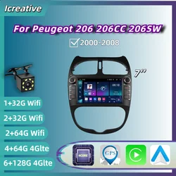 Radio Android con CarPlay y GPS para Peugeot 206
