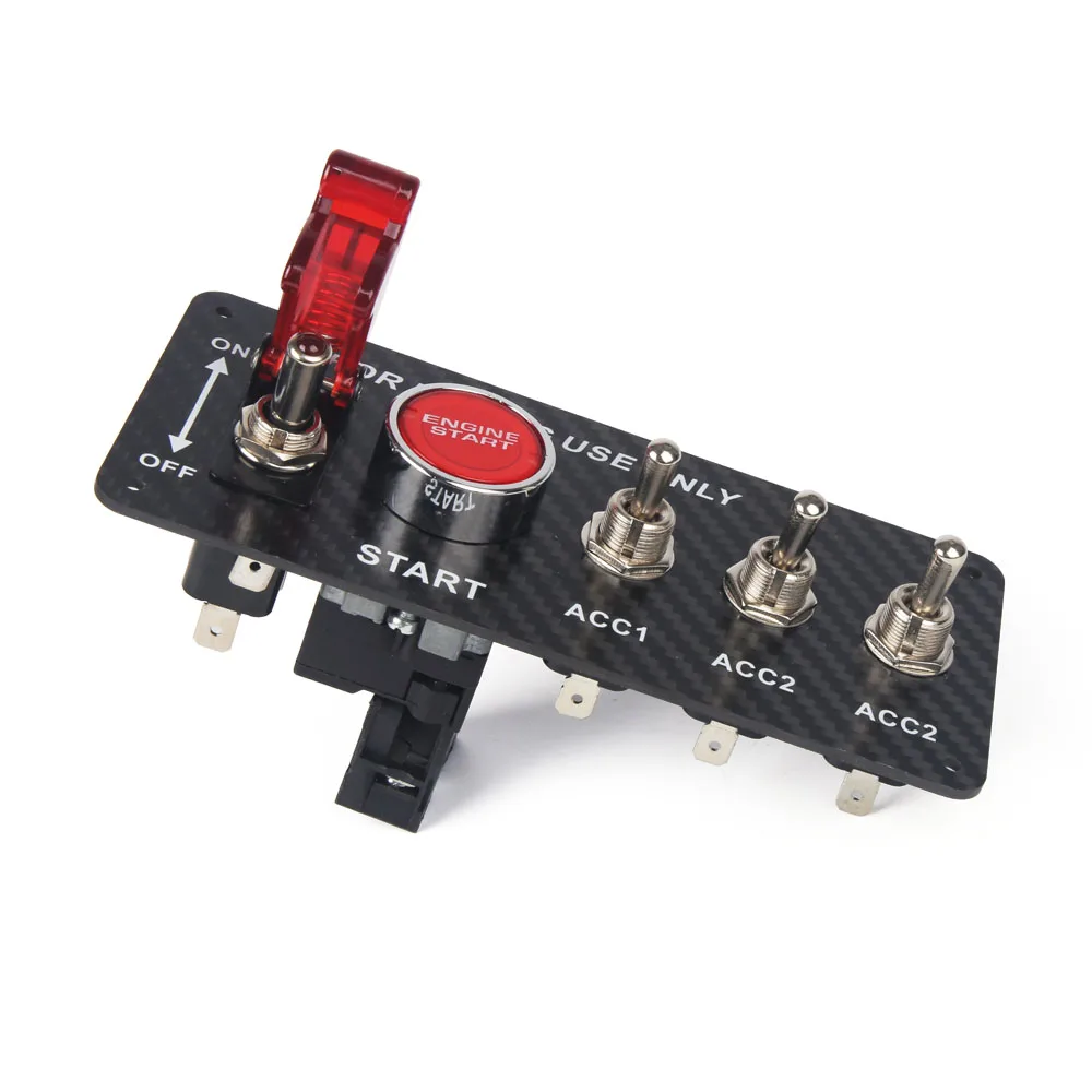 Panel interruptor de encendido 12V fibra de carbono LED 5 botones - imagen 3