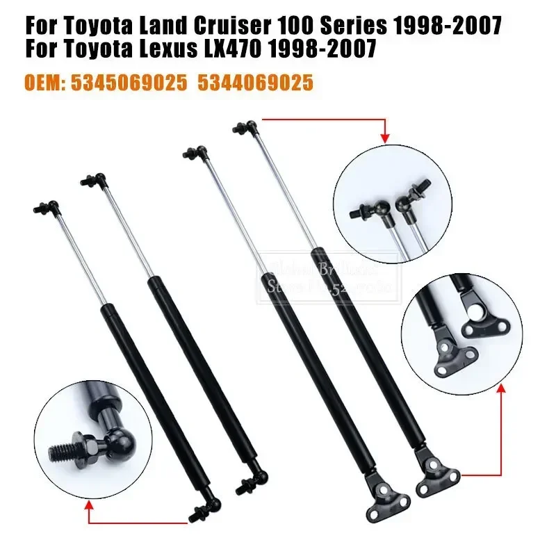 Puntales de gas para capó y portón Toyota Land Cruiser 100 LX470 98-07