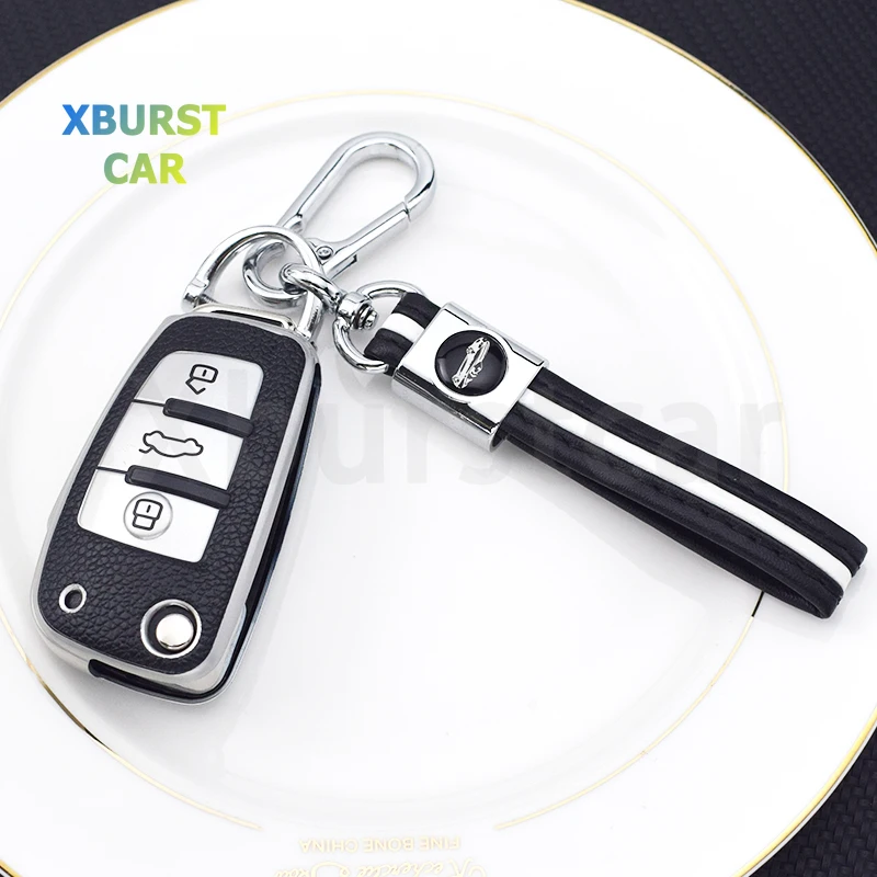Funda de llave Audi de TPU efecto cuero para A1, A3 y A4