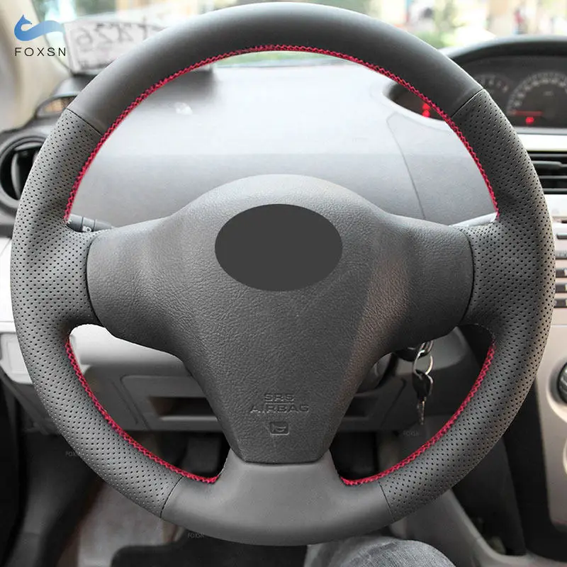Funda de volante en cuero perforado para Toyota RAV4, Yaris y Vios