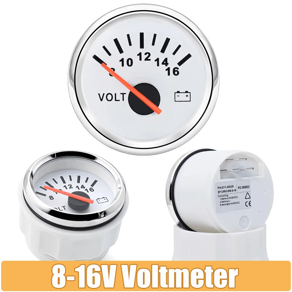 Voltímetro digital 52mm con retroiluminación roja 8-16V para coche