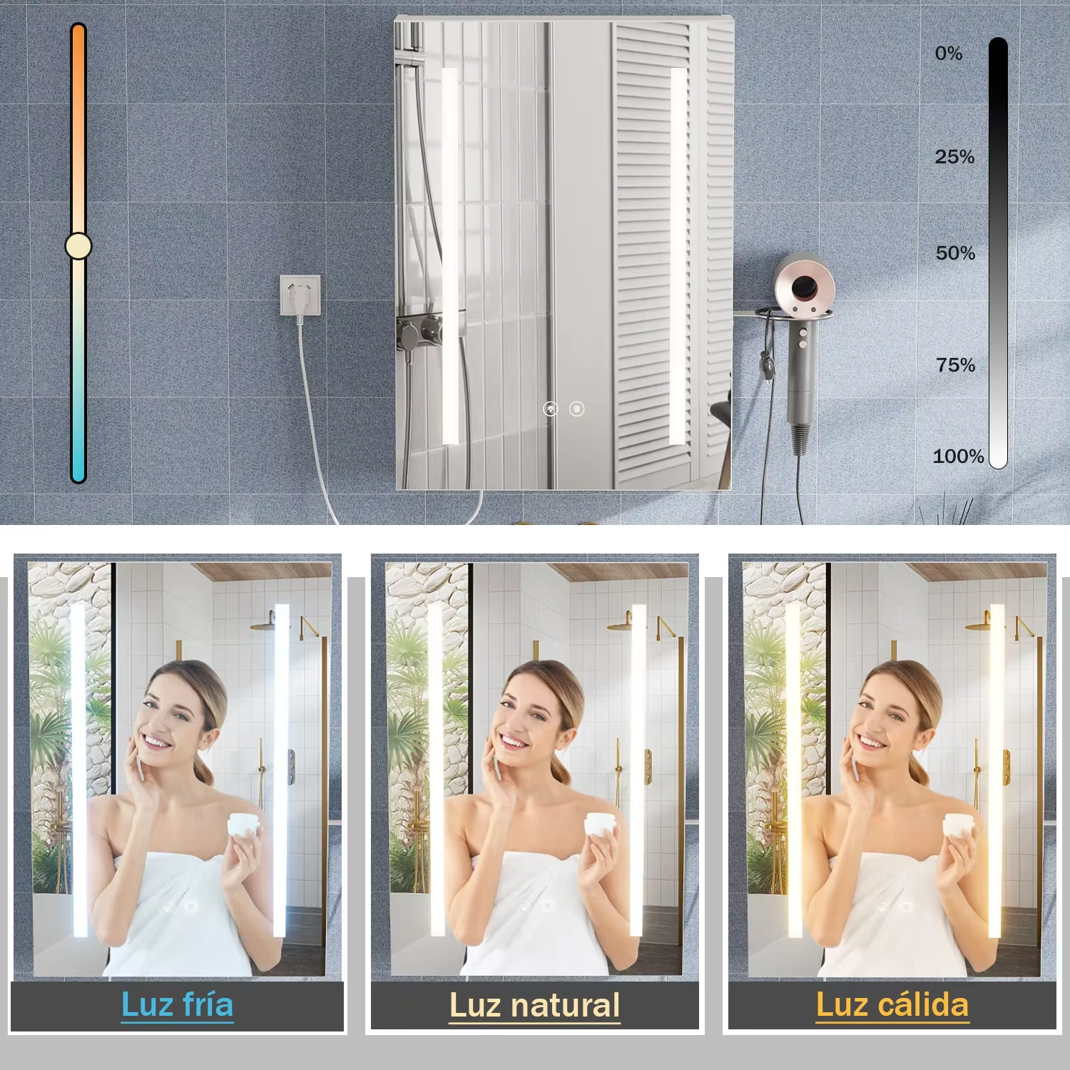 Gabinete de baño con espejo e iluminación LED
