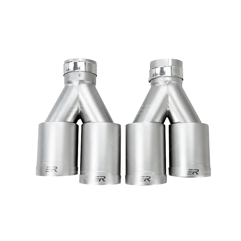 Punta de escape doble universal en V de acero inoxidable mate