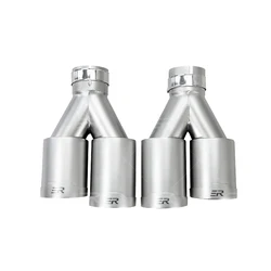 Punta de escape doble universal en V de acero inoxidable mate
