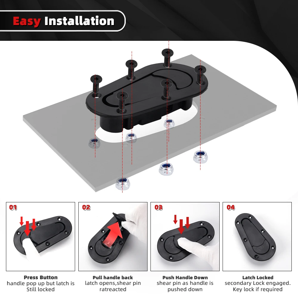 Kit bloqueo capó Universal negro ENL031 – Pasador motor racing 2 uds. - imagen 2