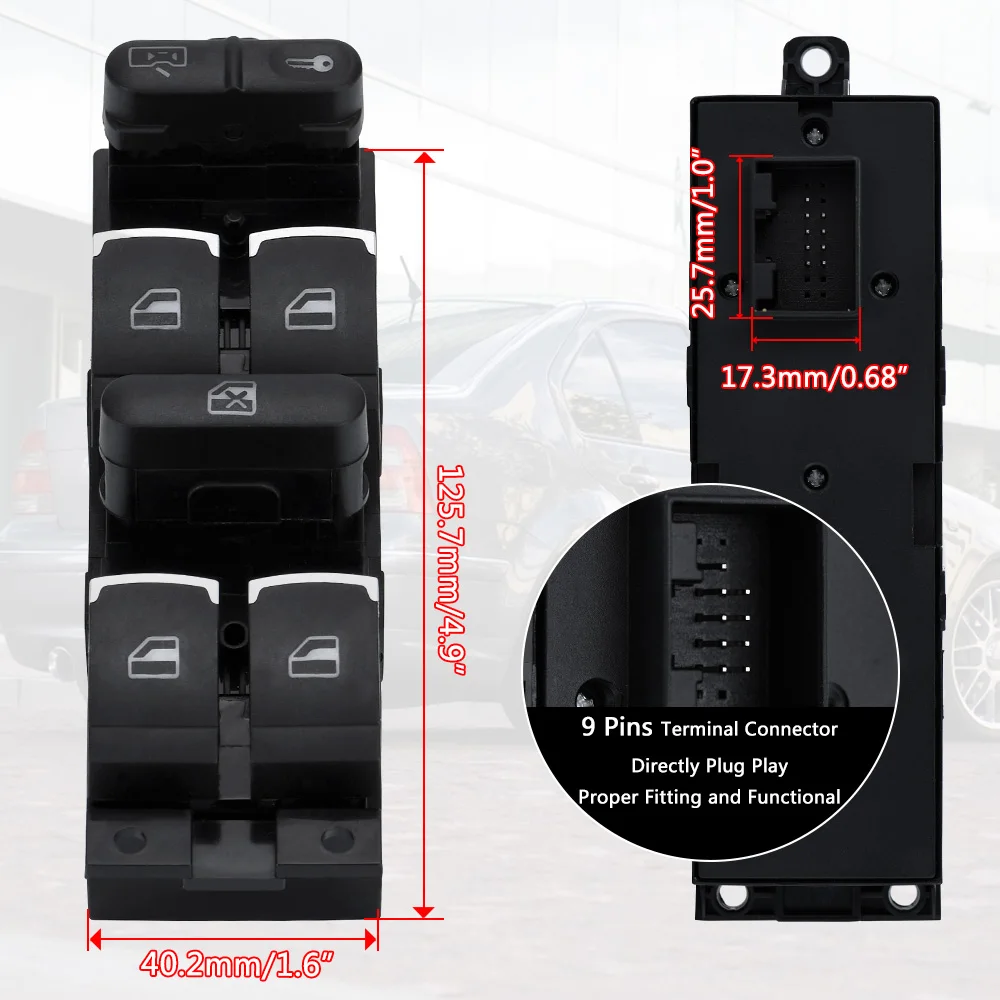 Botón control ventanilla eléctrica VW 3BD 959 857 Golf Jetta Passat