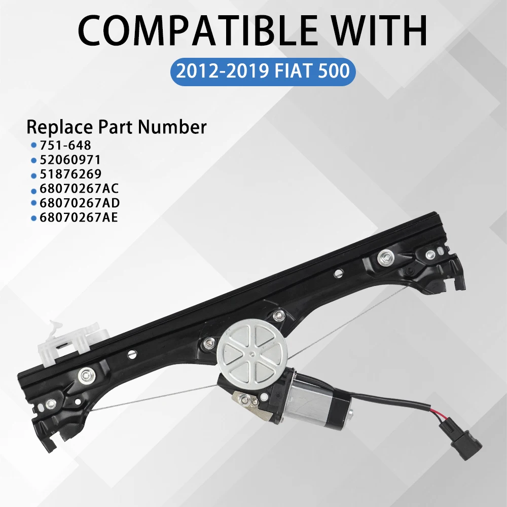 Motor elevalunas Fiat 500 2007-2019, 2 pines, OE 52060970/51876269 - imagen 2