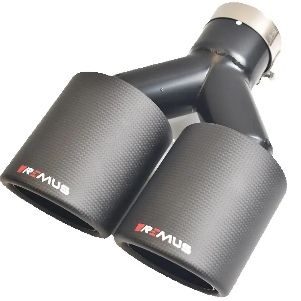 VREMUS Escape doble salida negro mate fibra carbono universal