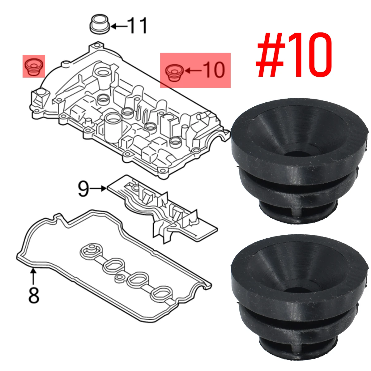 P30110238 Ojal de goma para cubierta superior del motor – Mazda - imagen 4