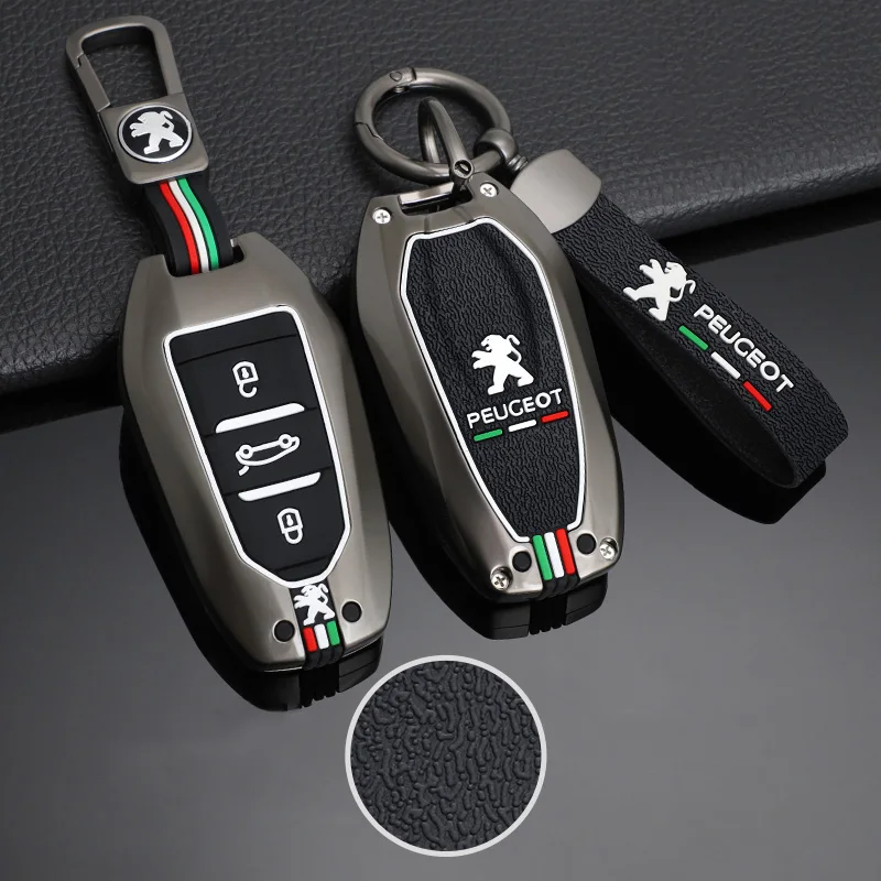Funda protectora para llave Peugeot en acabado plata