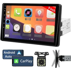 Autoradio 1 Din 9" Android Auto Apple CarPlay Bluetooth cámara retroceso FM
