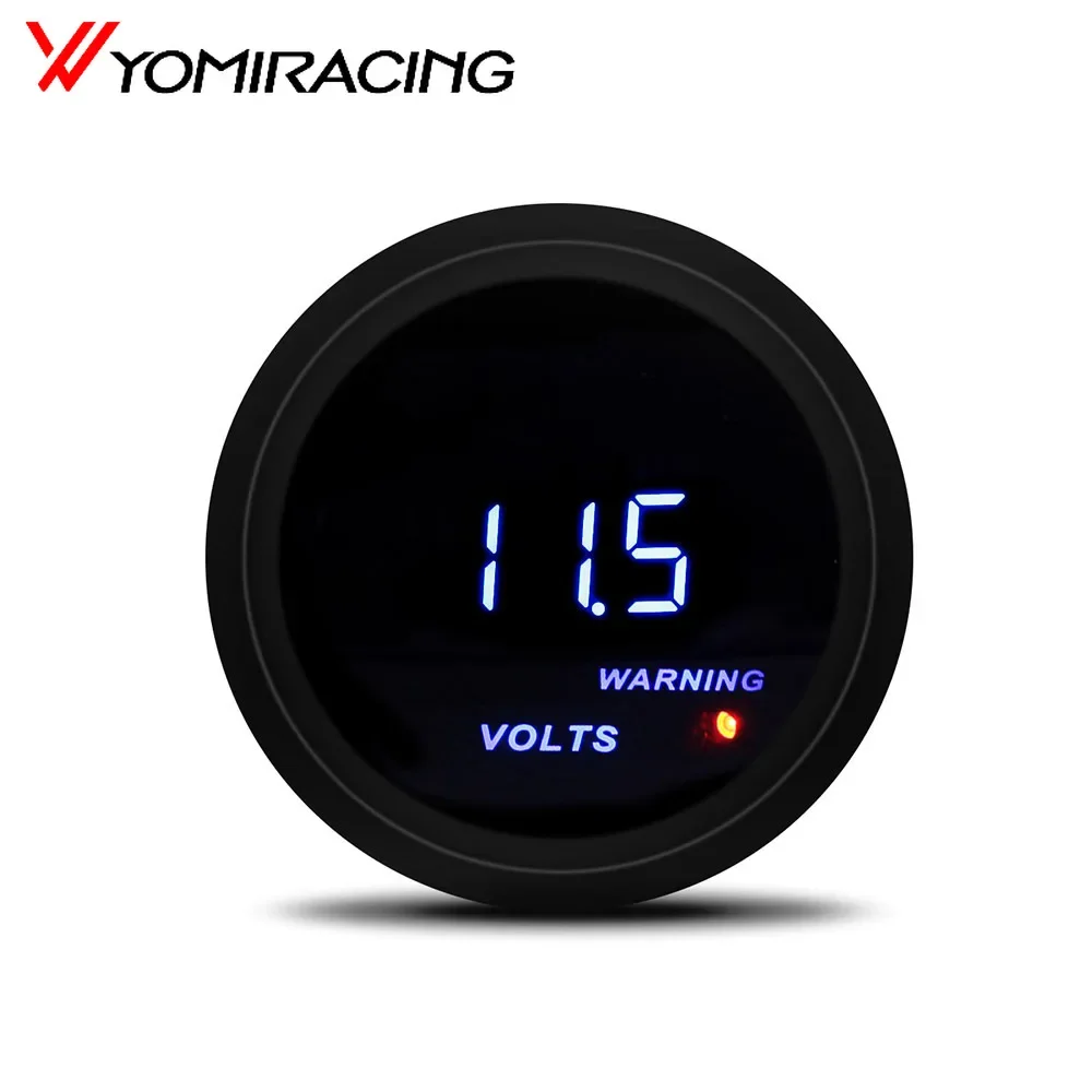 Voltímetro digital coche 52mm LED azul 8-18V universal cara negra