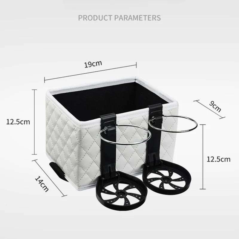 Organizador reposabrazos de cuero con soporte bebidas y teléfono - imagen 4