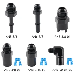Conector rápido AN6 macho a 3/8 para EFI, aluminio negro