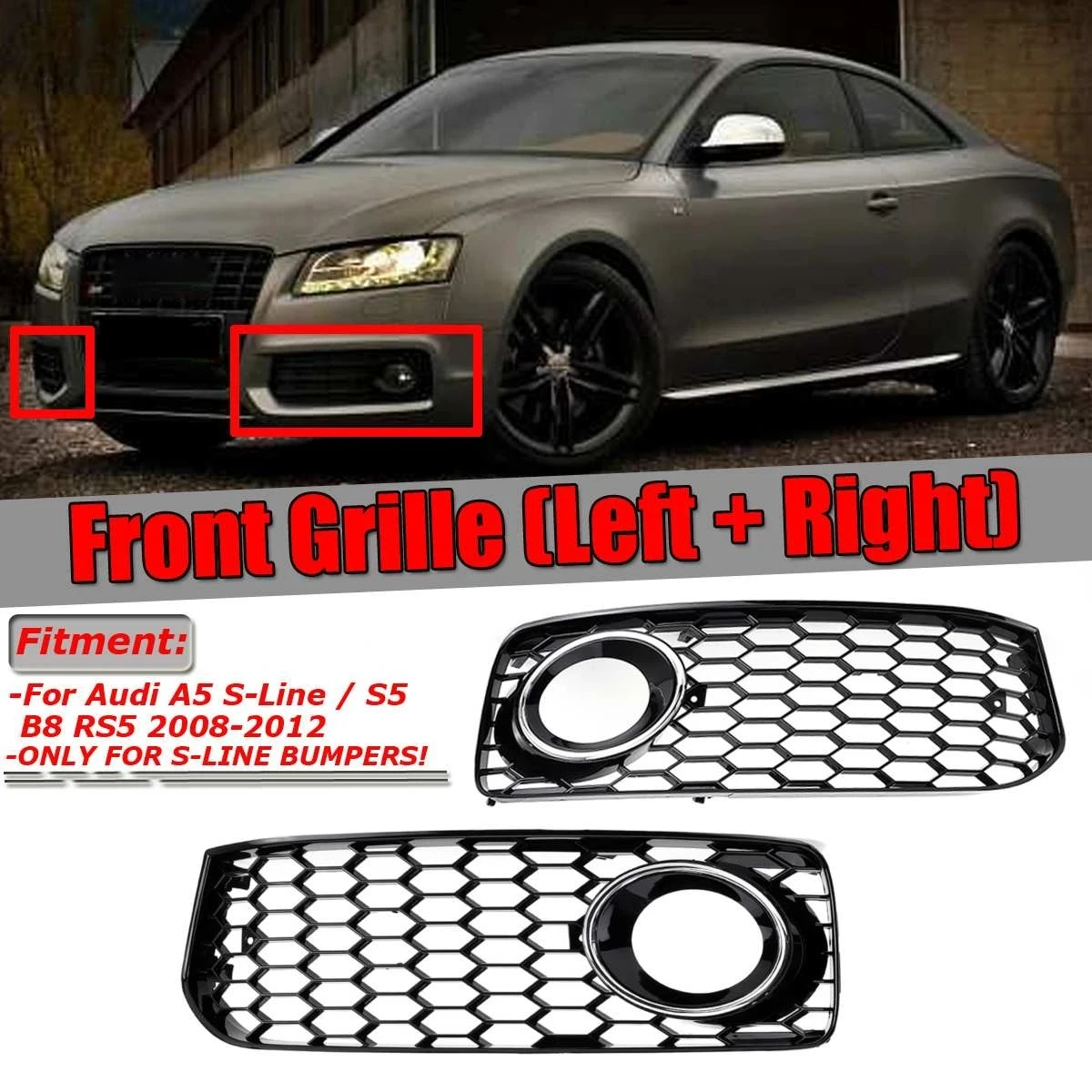 Rejilla antiniebla delantera Audi A5 B8 S-Line, S5 y RS5