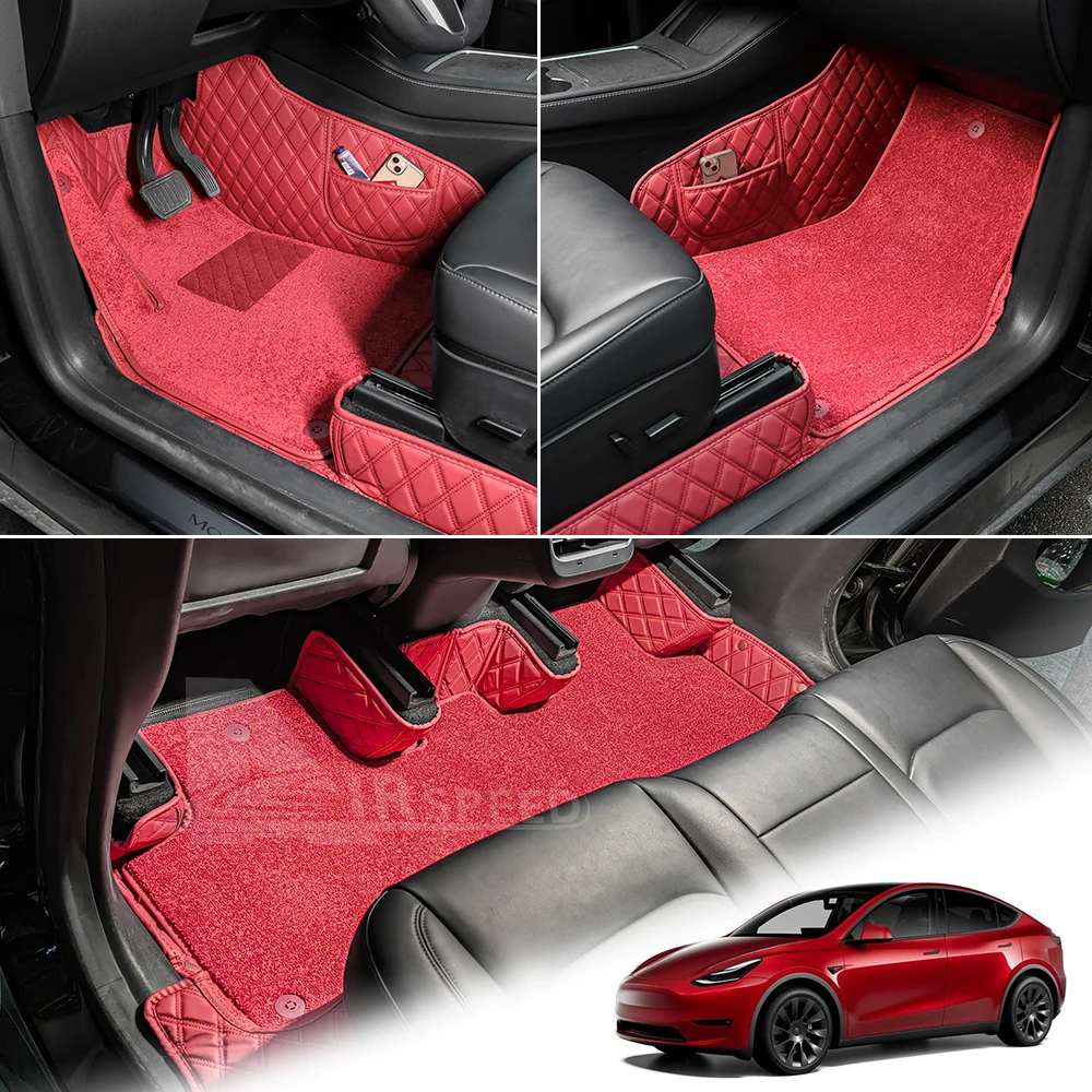 Alfombrillas cuero y nailon doble capa para Tesla Model Y 2021-2024 - imagen 3