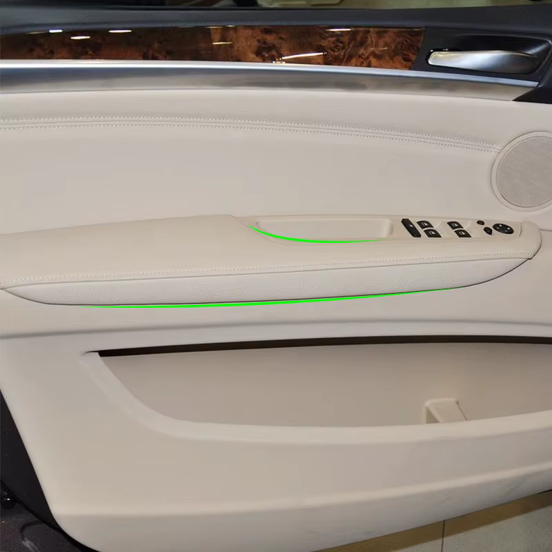 4 Uds para BMW X5 E70 2007 2008 2009 2010 2011 2012 2013 cubierta de Panel de reposabrazos de puerta Interior de coche accesorios embellecedores de cuero de microfibra