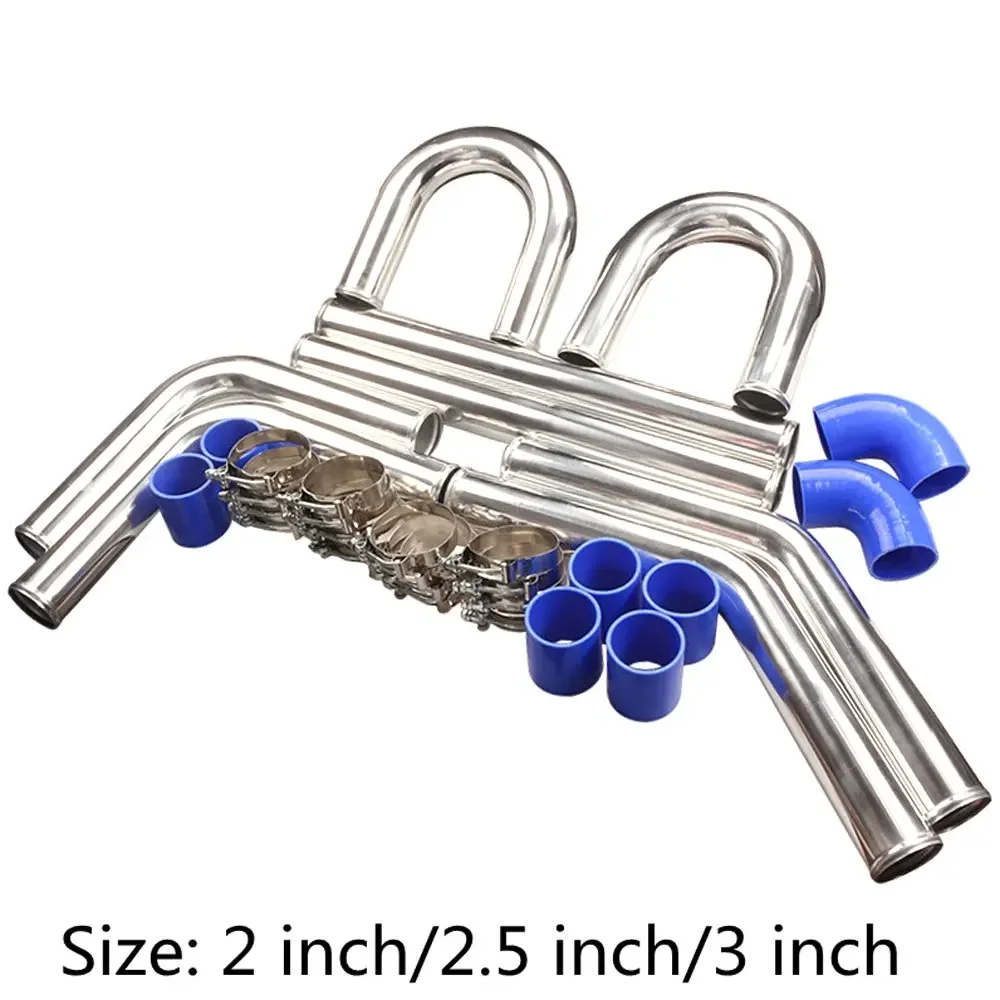 Kit intercooler aluminio turbo universal mangueras silicona abrazaderas - imagen 4