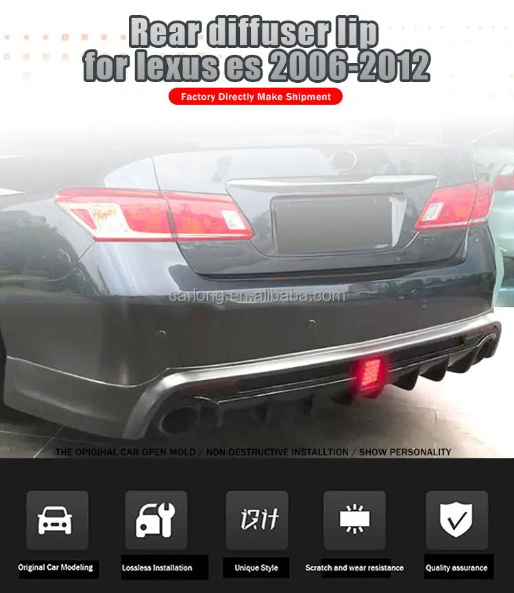 Vista frontal del labio difusor trasero para Lexus ES350
