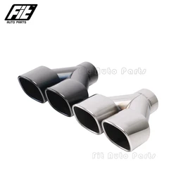 Terminal de escape doble cuadrado en Y, inoxidable, 67 mm