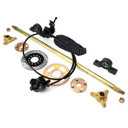 Eje trasero completo de 100/85/65/60cm, buje de 78MM x 3 tachuelas con freno de disco hidráulico, Piñón 37T para Go Karts ATV Quad Dirt Bike parts