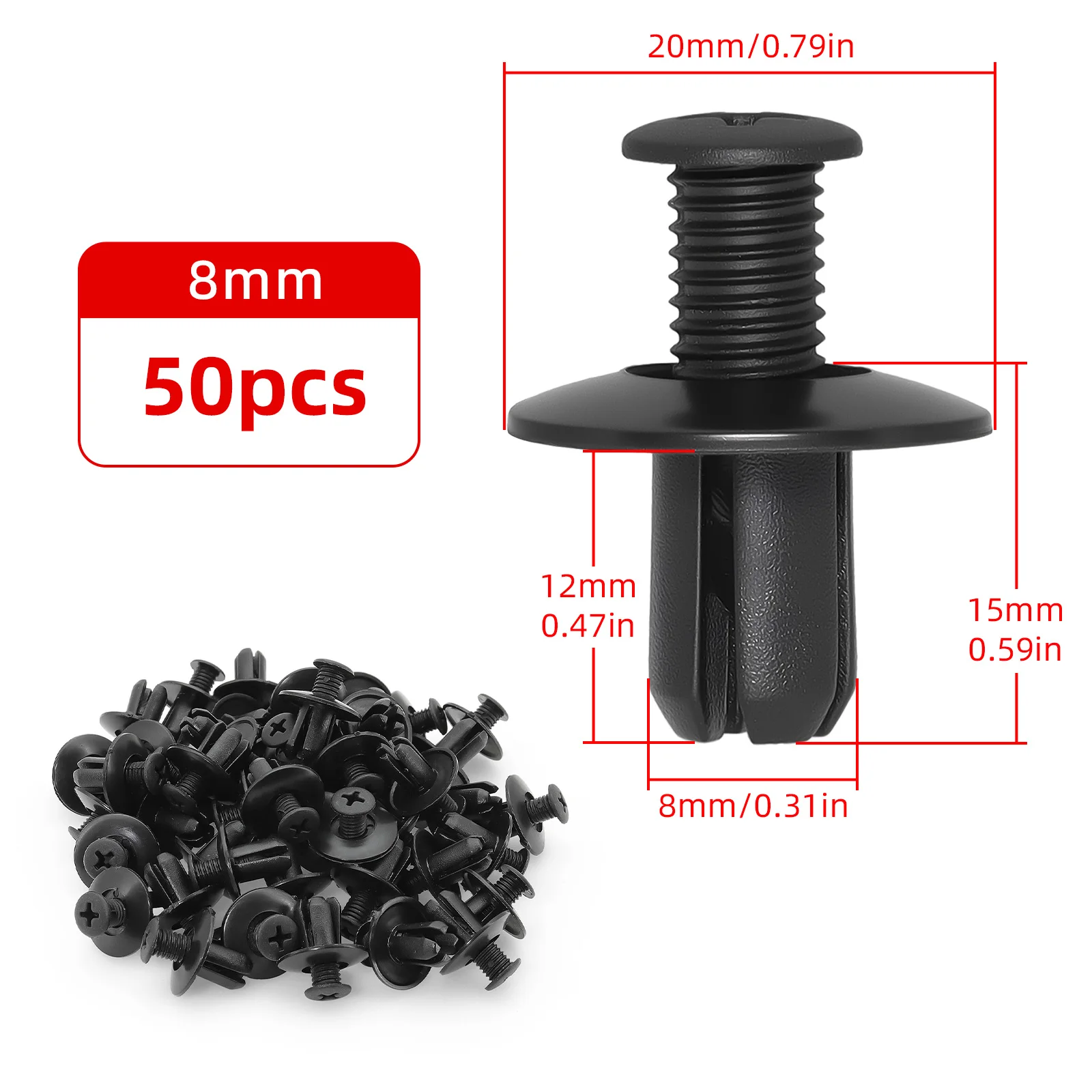 Clip retenedor de guardabarros y parachoques plastico 6/8 mm - imagen 4