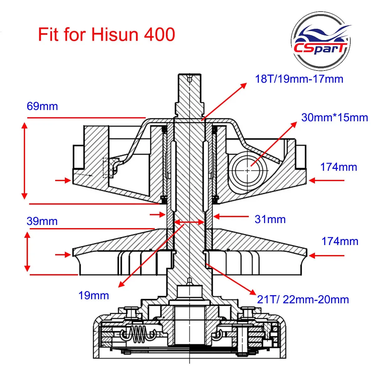 Kit de embrague primario y variador para Hisun 400 cc Massimo - imagen 4