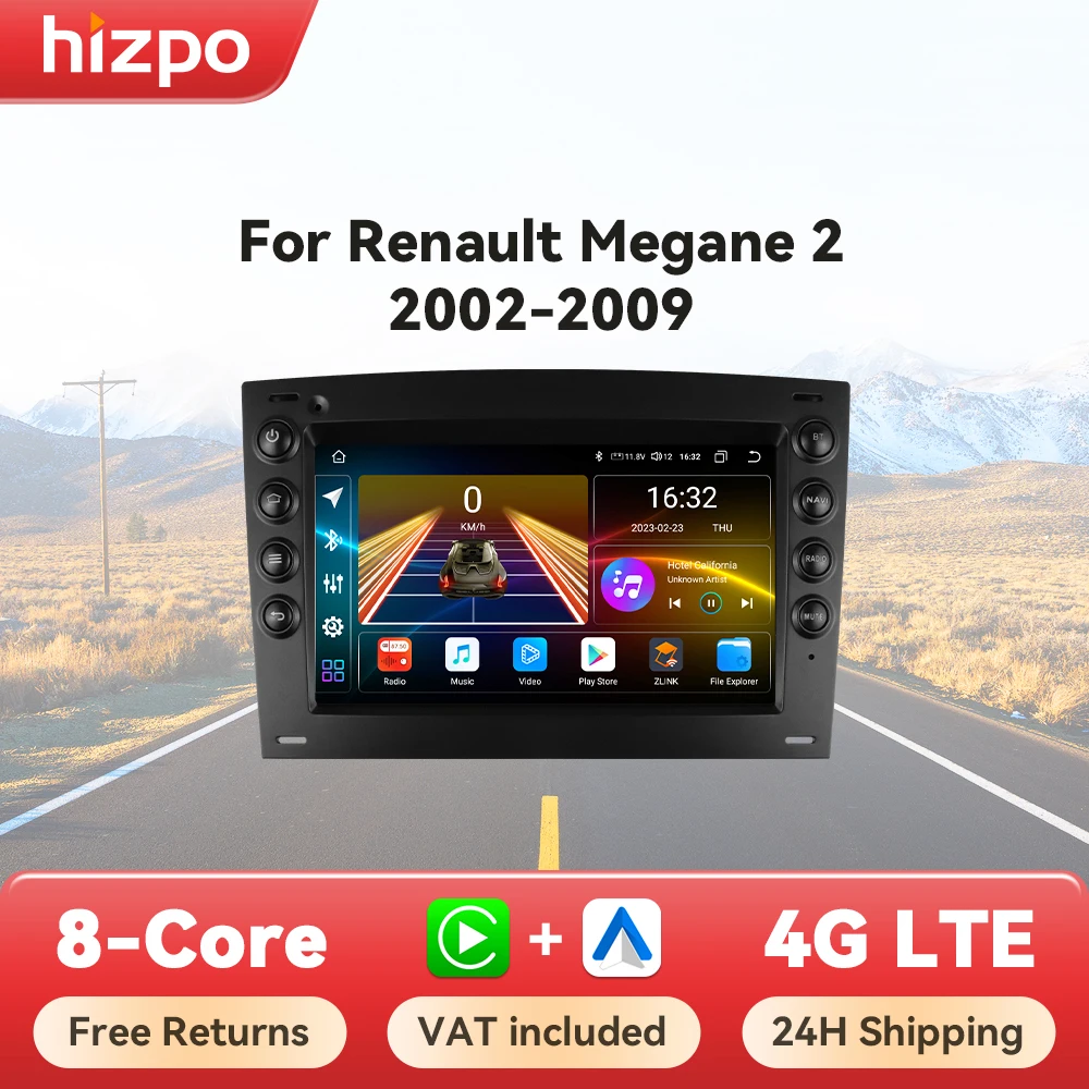 Radio Android 13 Hizpo Renault Megane II CarPlay GPS