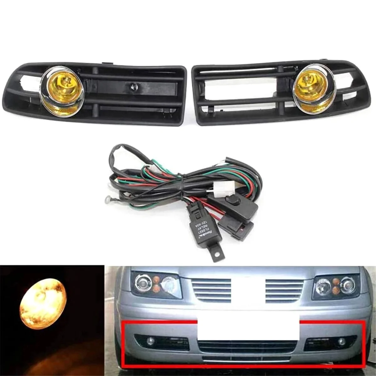 Focos antiniebla delanteros VW Bora Jetta MK4 (1998-2004) con arnés - imagen 4