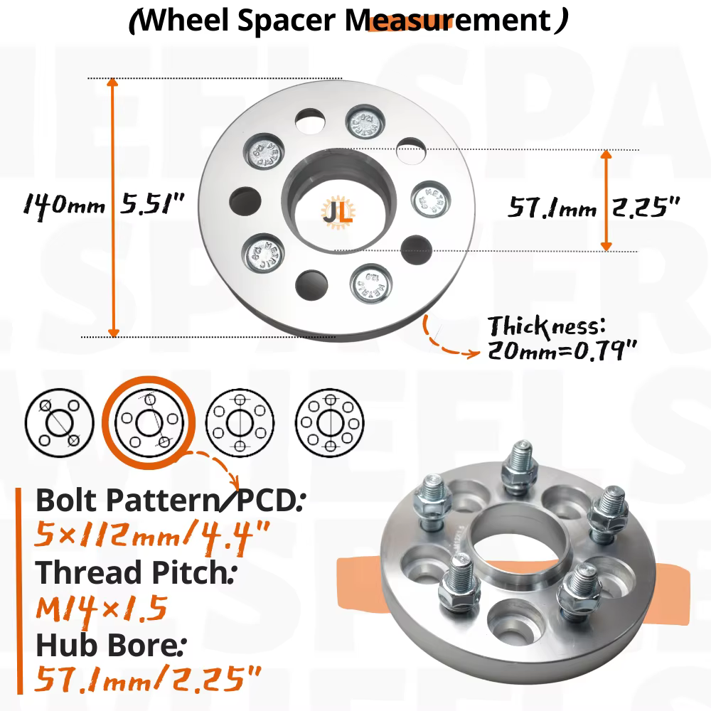 Separadores de rueda forjados 5x112 cubo 57,1 mm M14x1,5 – VW y Audi - imagen 2