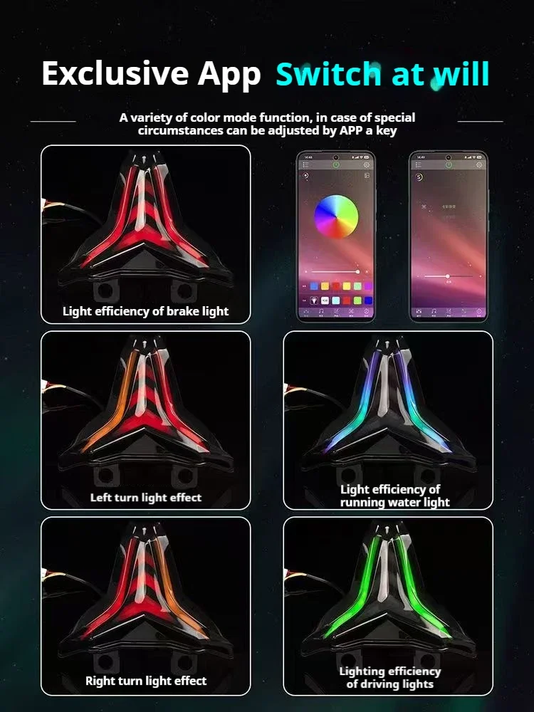 Luz trasera LED Universal con Bluetooth, intermitentes con modos multicolores, resistente al agua para Kawasaki Ninja 400/250 ZX4R/4RR ZX6R Z1000 - imagen 3